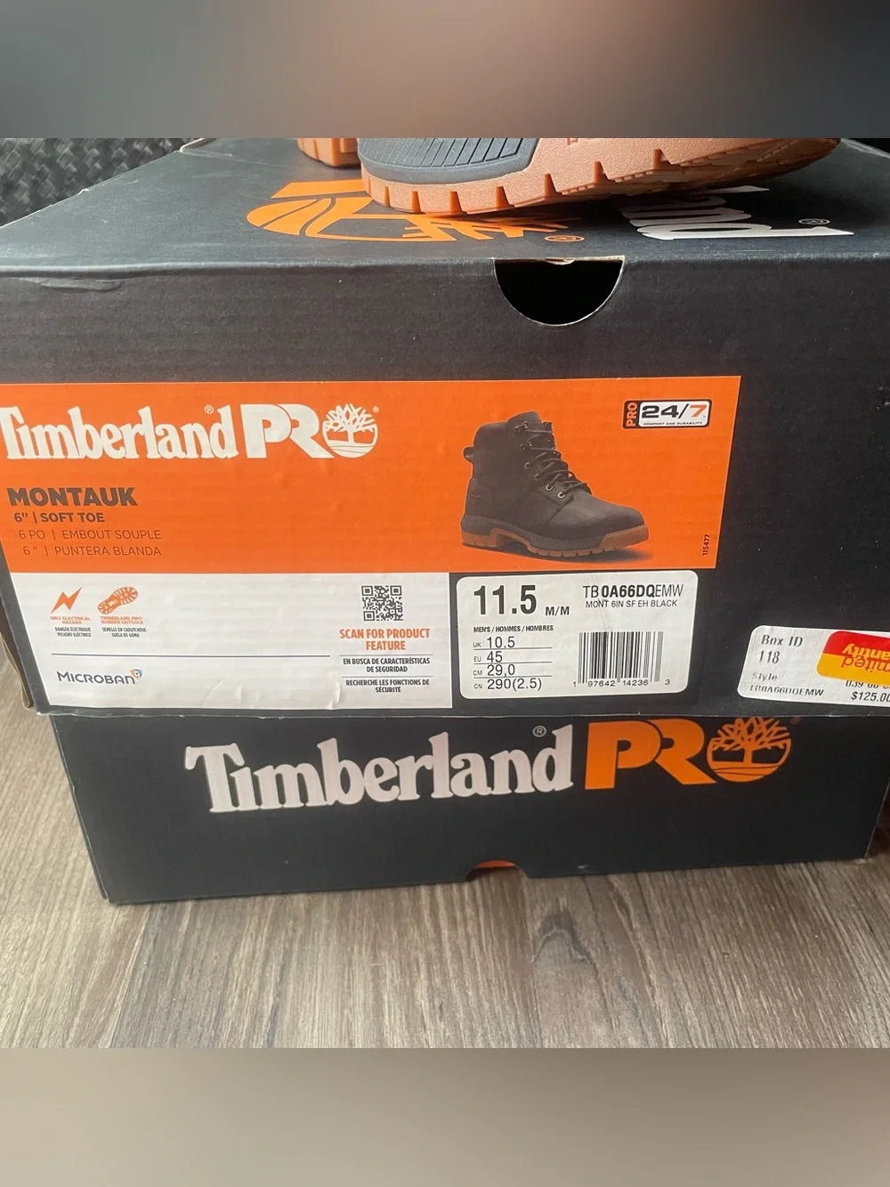Timberland PRO Black Work Boot with Brown Lug Sole